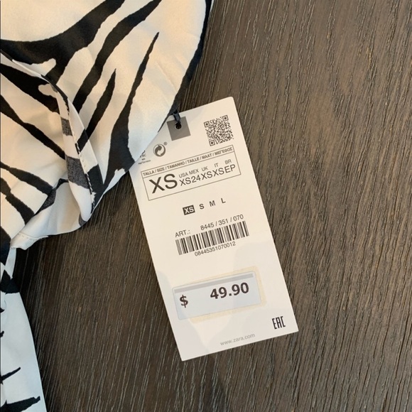ZARA Zebra print / Animal Print satin mini dress XS NEW - Picture 8 of 12